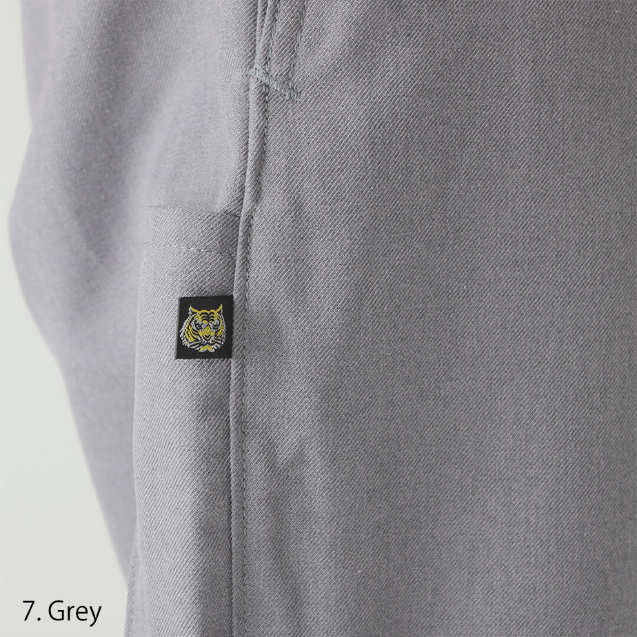 Toraichi grey riding pants shown flat with front view