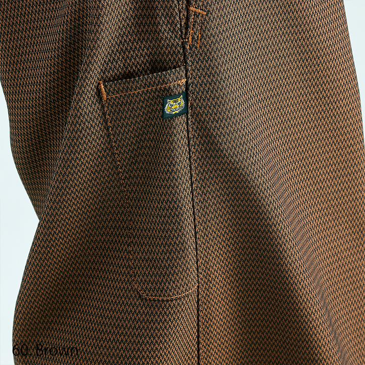 Classic Japanese construction pants in brown, slim silhouette