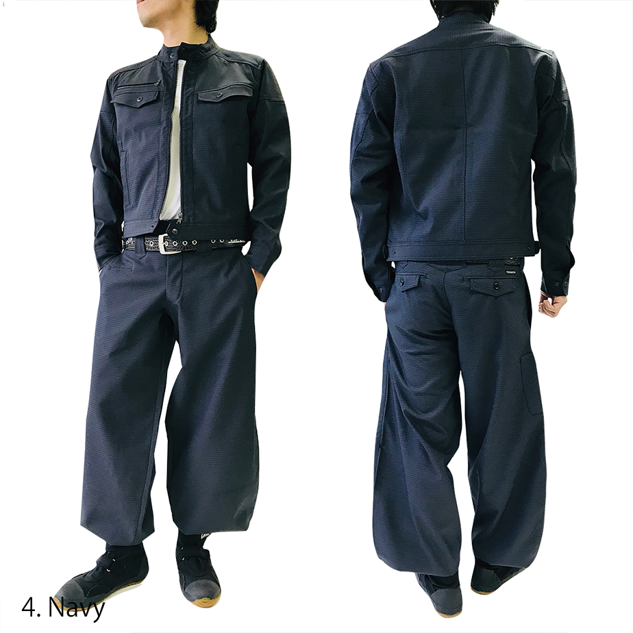 Brown hachibu pants with slim cut and extra length