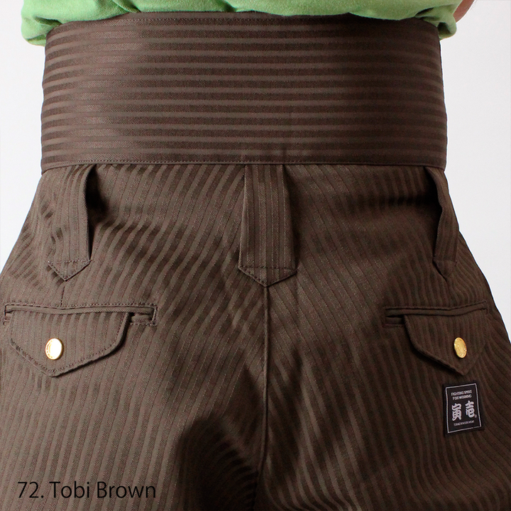 Close up of waistband and buttons on hachibu pants