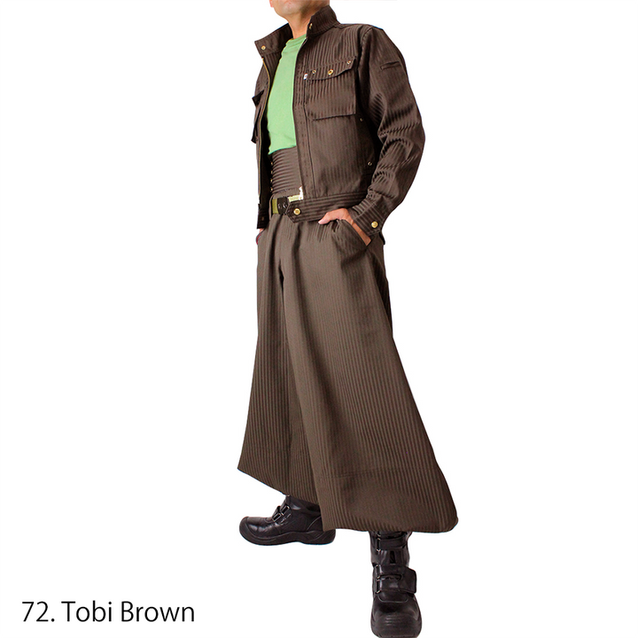 Brown tobi pants with wide balloon silhouette
