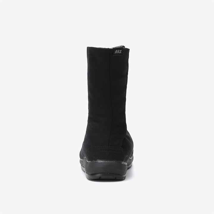 Side profile of traditional Japanese Tabi work boots in black
