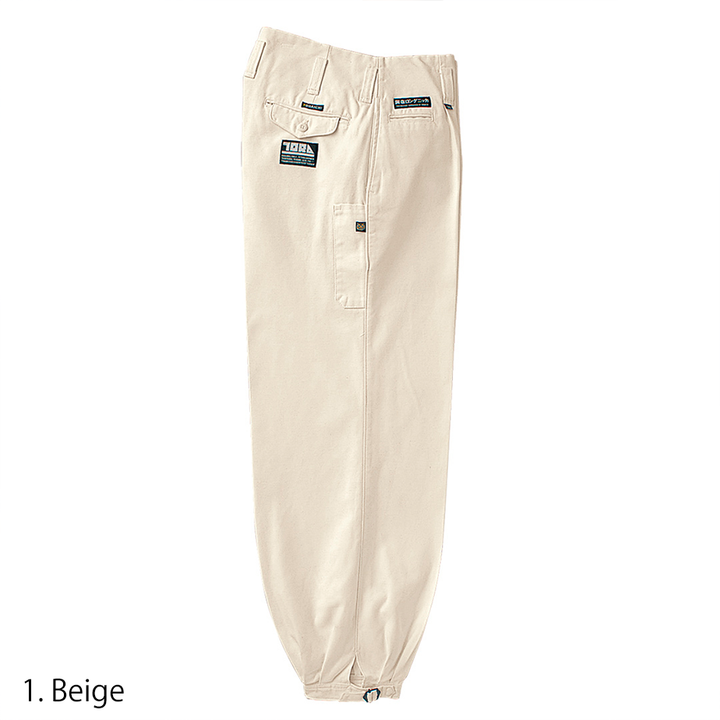 Detail view of Toraichi pants hem and cuff design