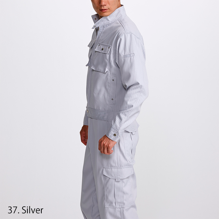 Model wearing Toraichi 7160-124 Jacket and Pants from Japanese Workwear collection