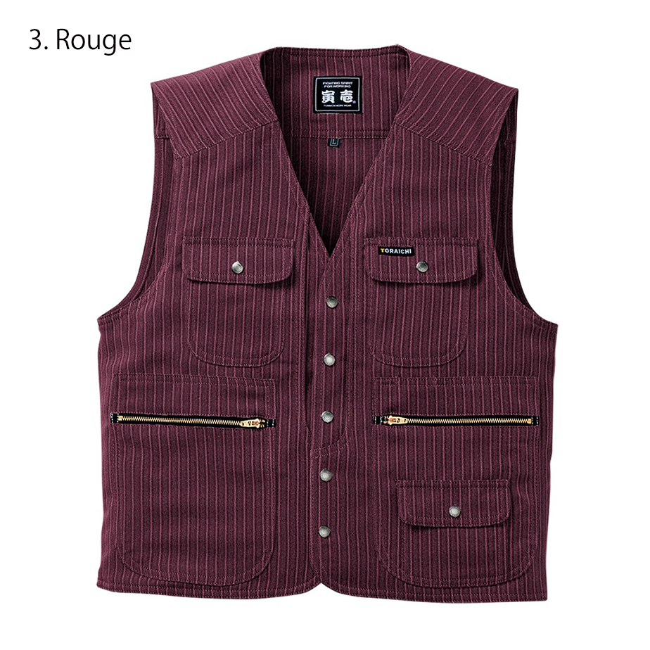 Close-up of chest pockets and snap buttons on Toraichi 4309-611 tobi vest