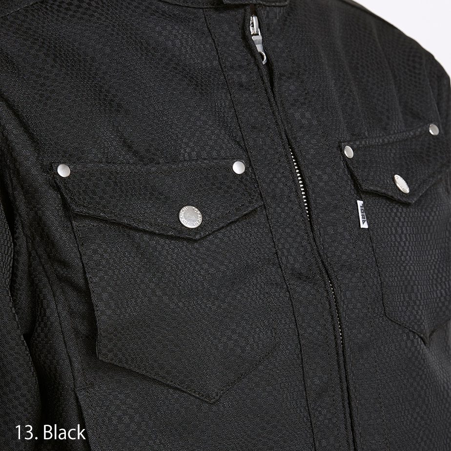 Detailed shot of the zipper placket and storm flap construction