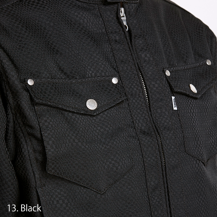 Detailed shot of the zipper placket and storm flap construction