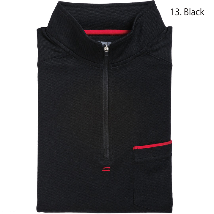 Detailed view of the chest pocket with red accent trim showcasing subtle Japanese craftsmanship.