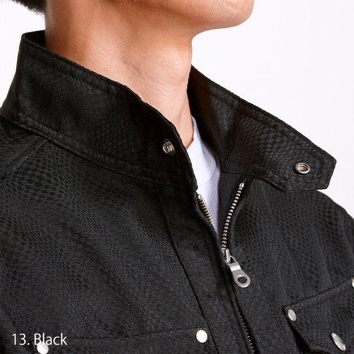 Close-up of the cubic dobby textured polyester fabric