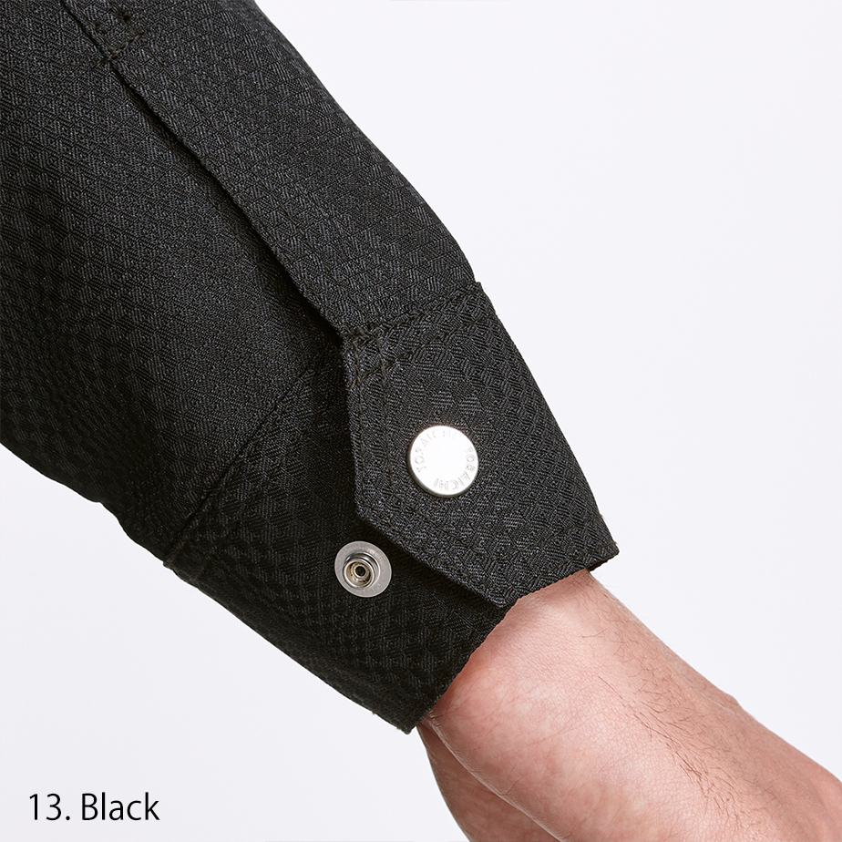Close-up of the snap-button sleeve cuff for adjustable fit