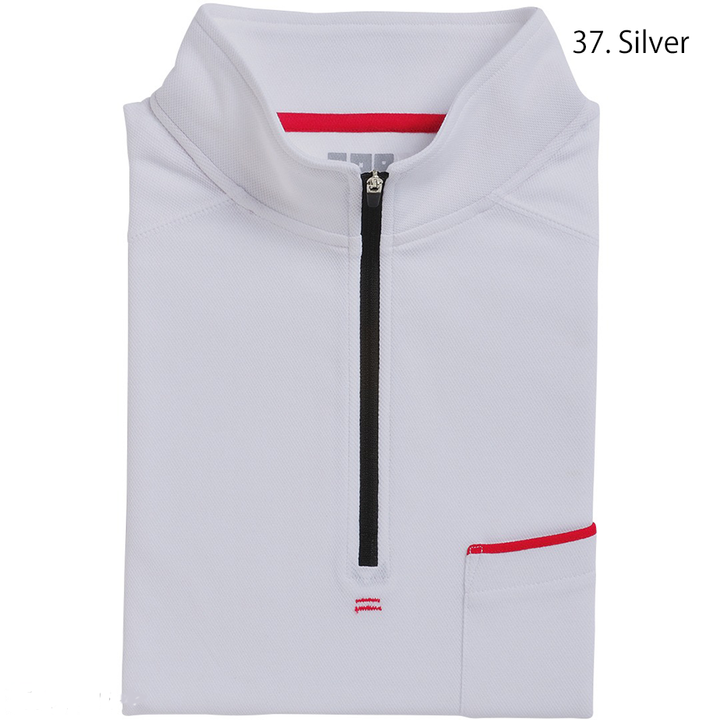 White version of the Toraichi 5960-623 zip-up shirt emphasizing clean lines and quick-dry comfort.