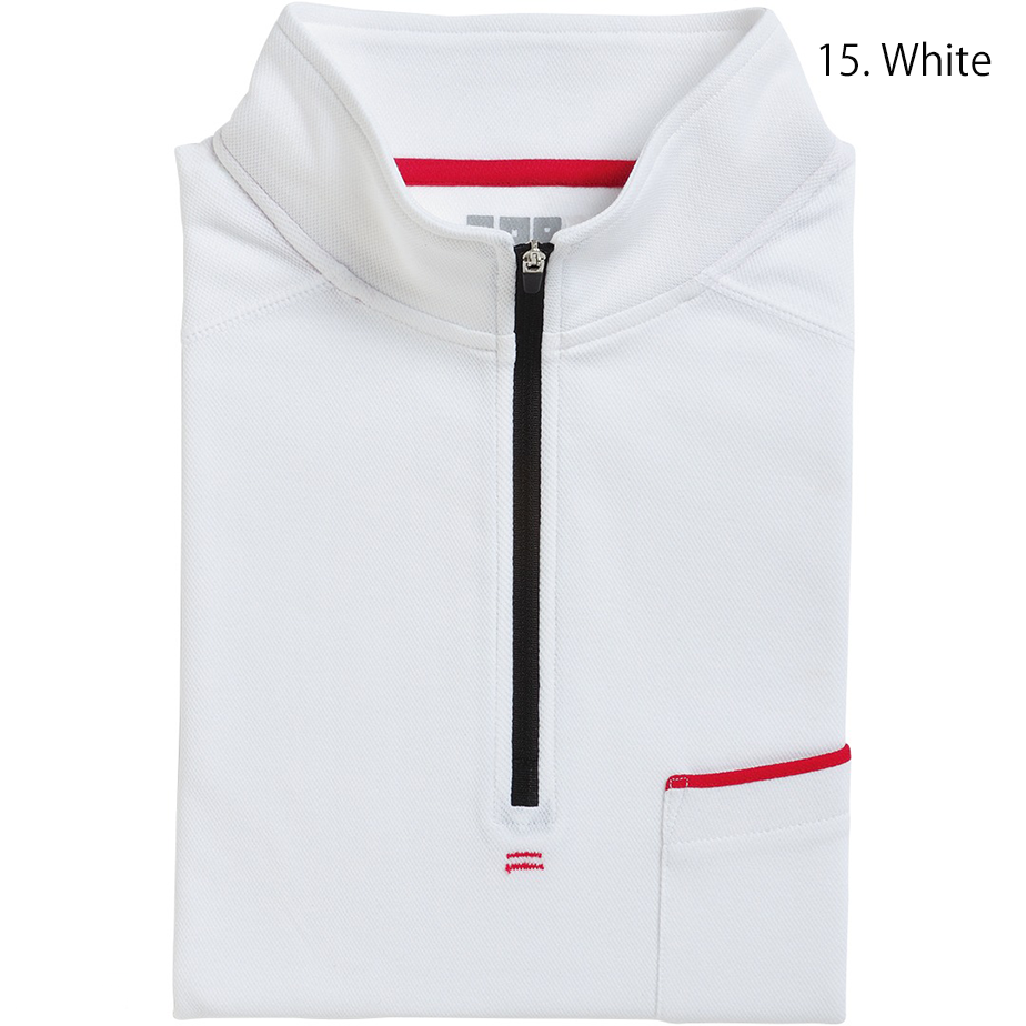 Model wearing the Toraichi 5960-623 long-sleeve shirt in dark grey paired with khaki pants for a balanced workwear look.