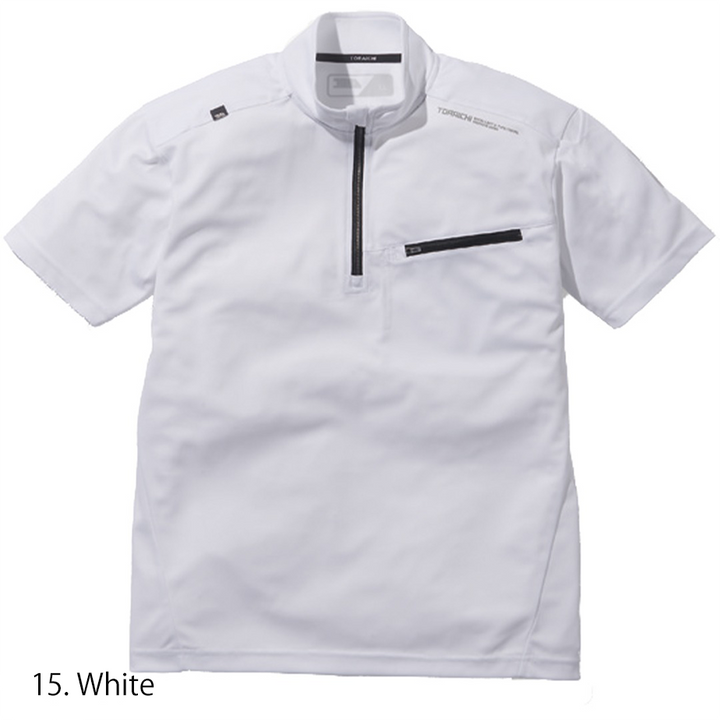 White variation of the Toraichi 5975-624 shirt displaying breathable expand-mesh texture and structured design.