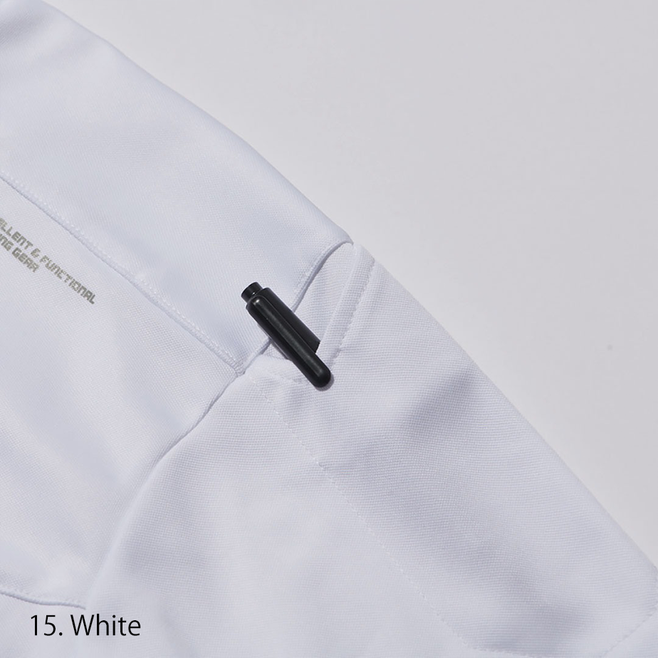 Detailed view of the shoulder seam and zip collar emphasizing precision tailoring and Japanese craftsmanship.