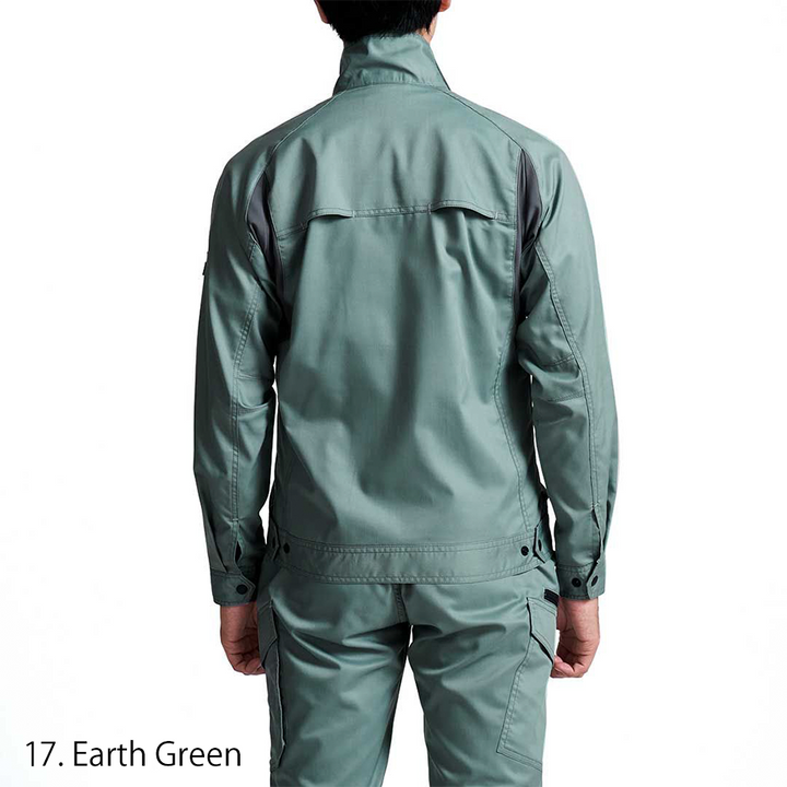 model wearing the Toraichi 2131-124 tobi jacket with matching workwear pants for a complete set
