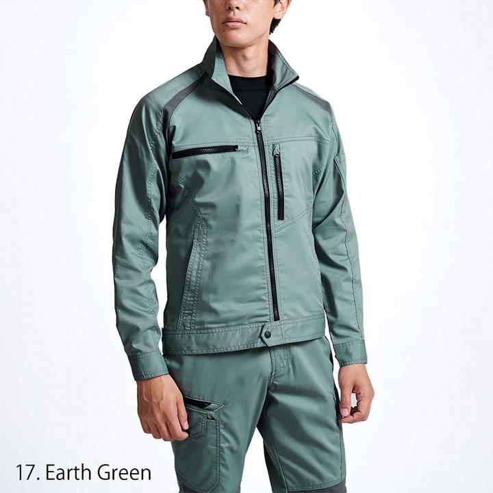 side view of the Toraichi 2131-124 tobi jacket showing ergonomic shoulder panels and breathable construction