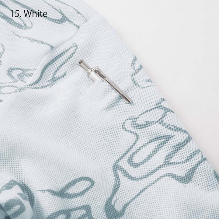 Macro image of the polyester-cotton pique knit fabric revealing its textured weave and durability.