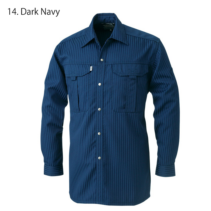 Model wearing full Toraichi tobi outfit in brown showing coordinated shirt and pants