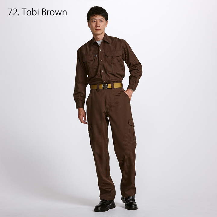 Three-quarter front view displaying button-down front and chest pocket detailing