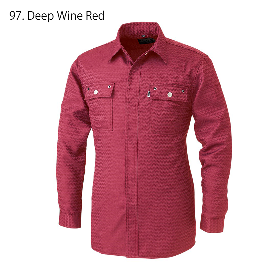 Side profile showing shirt length and ergonomic seam construction