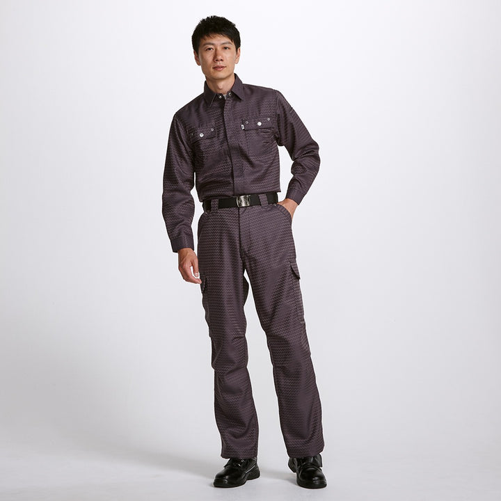 Three-quarter front view displaying the textured day-and-night weave and button-down detail