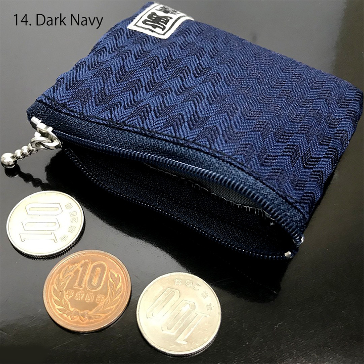 Dark grey Toraichi coin purse made from herringbone polyester fabric