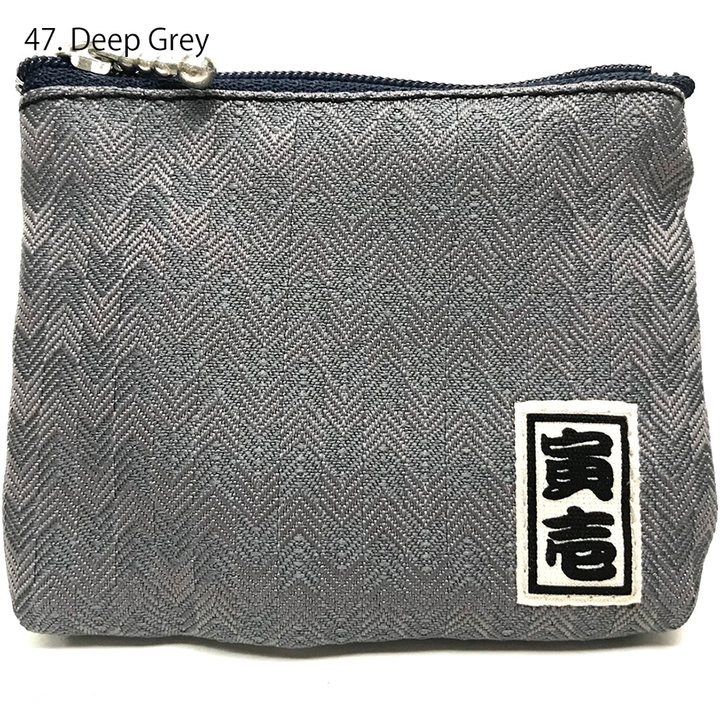 Red Toraichi herringbone coin purse with metal zipper pull