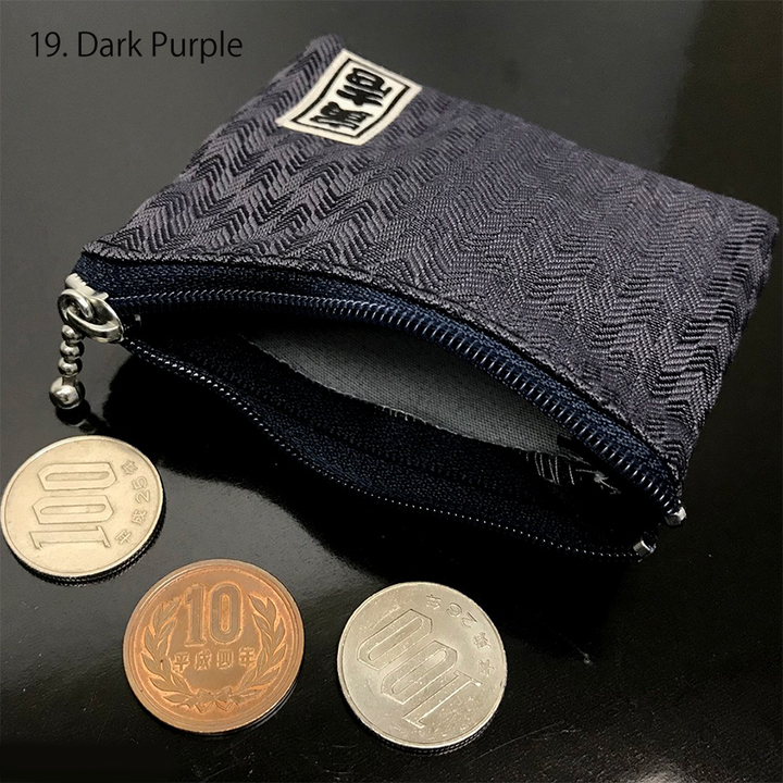 Blue Toraichi coin purse folded for compact display