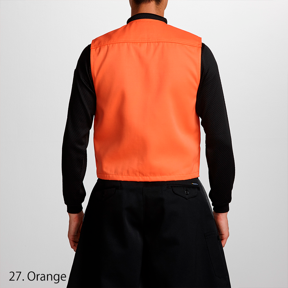 Side angle of Toraichi 2530-611 tobi vest showing structured silhouette