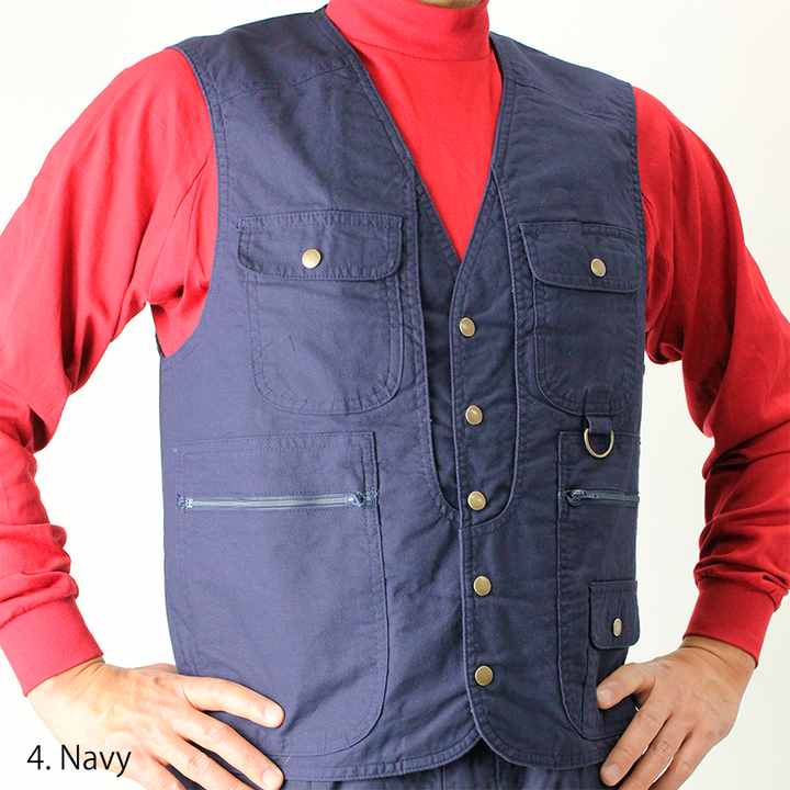 Close-up of front pockets and snap buttons on Toraichi 1016-611 vest