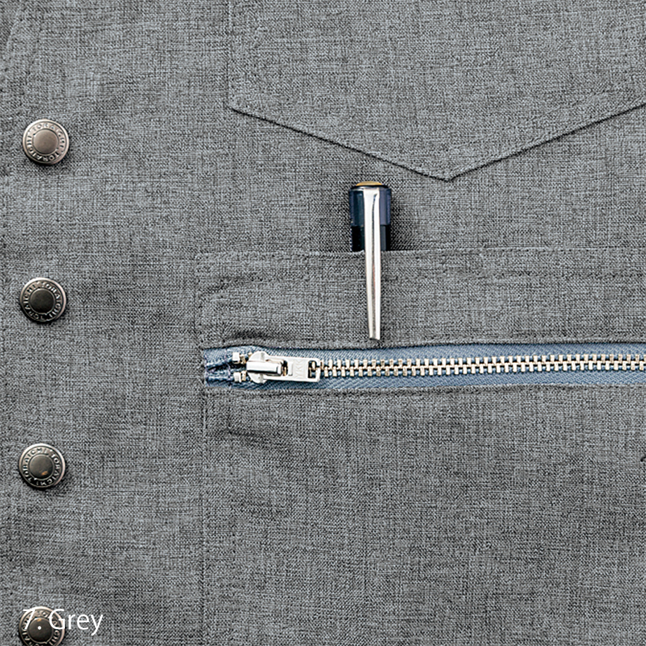 Zipper pocket detail on Toraichi 8021-611 Japanese workwear vest