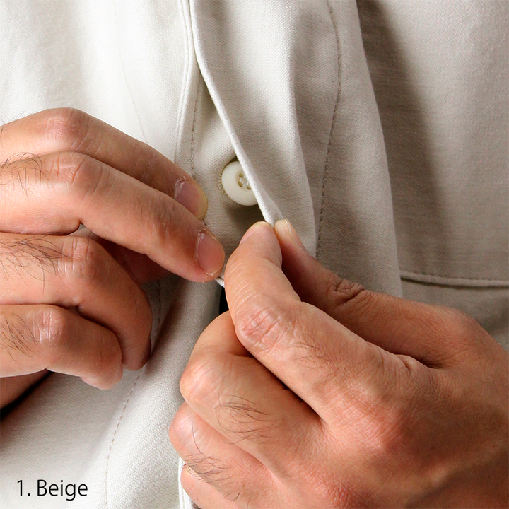 Detail of inner tag and stitching of Toraichi Japanese workwear shirt