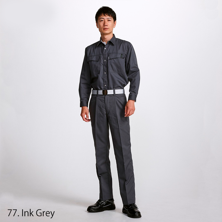 Model wearing Toraichi 2151-125 shirt tucked with white belt