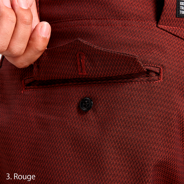 Side angle of the Toraichi Torastyle pants illustrating the smooth taper and defined silhouette.