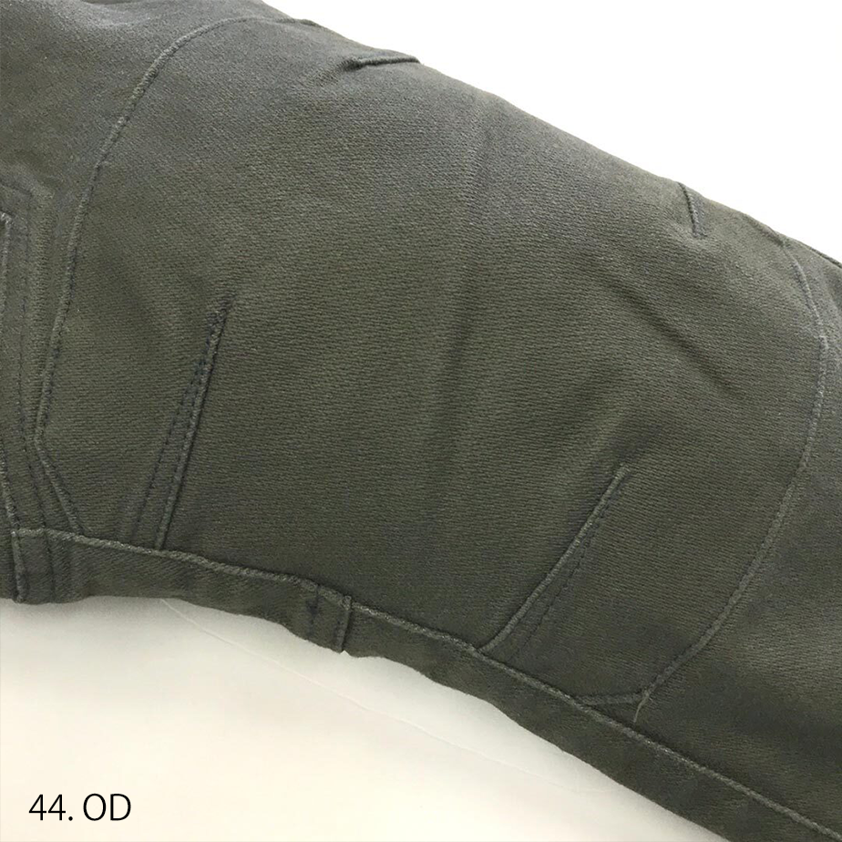 Cargo pants folded flat showcasing fine tailoring and clean construction