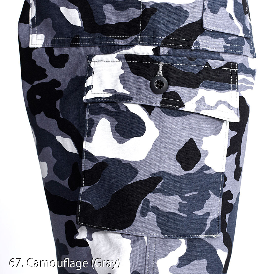 Loose fit Japanese tobi pants in camouflage gray streetwear style