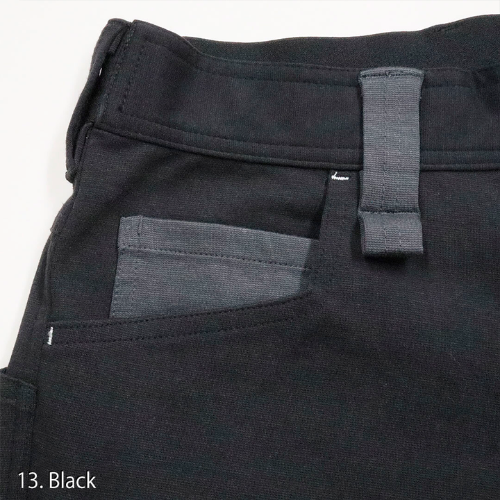 Navy version of the Toraichi Japanese workwear jogger trousers illustrating durable seams and versatile silhouette.