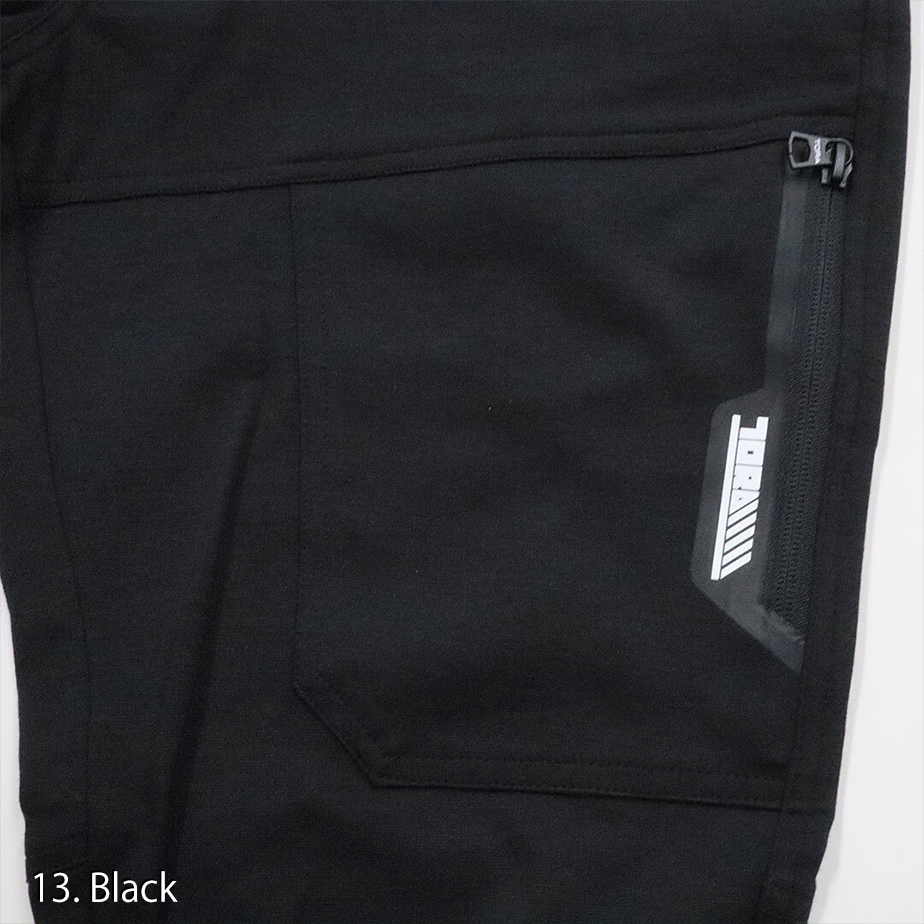 Front close-up of the Toraichi workwear jogger pants showing textured Cordura nylon surface and precision tailoring.