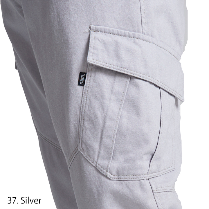 Macro image of the cotton twill fabric on the Toraichi 3922-219 trousers highlighting texture and craftsmanship.