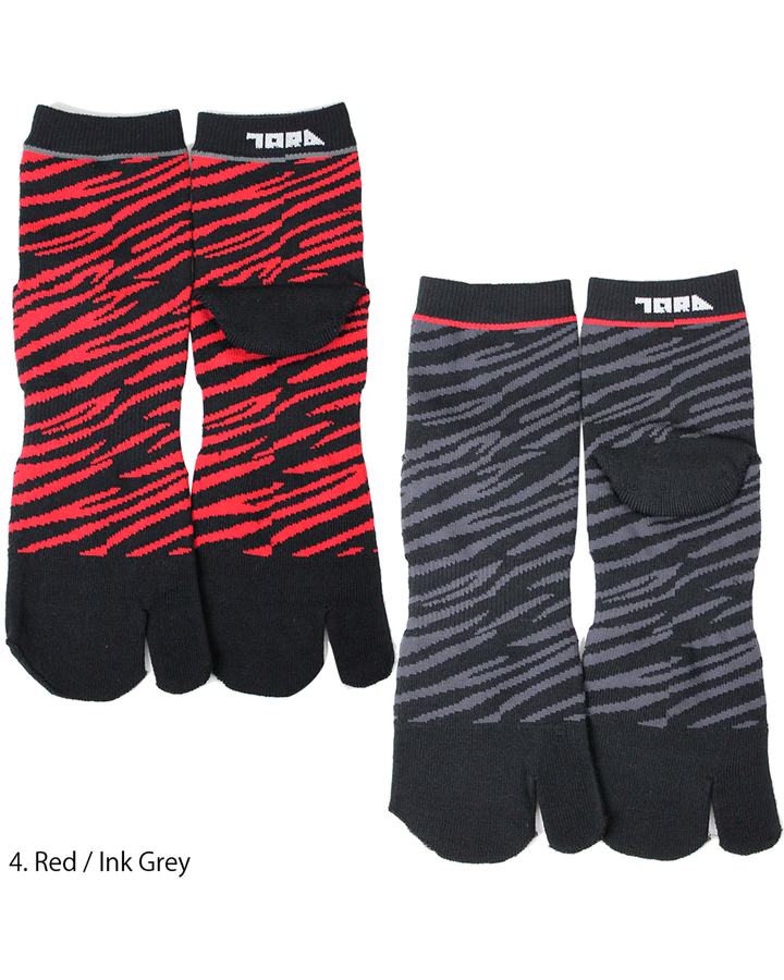 0111-909 Tiger Stripe Tabi Split Toe Socks (8 Pairs)