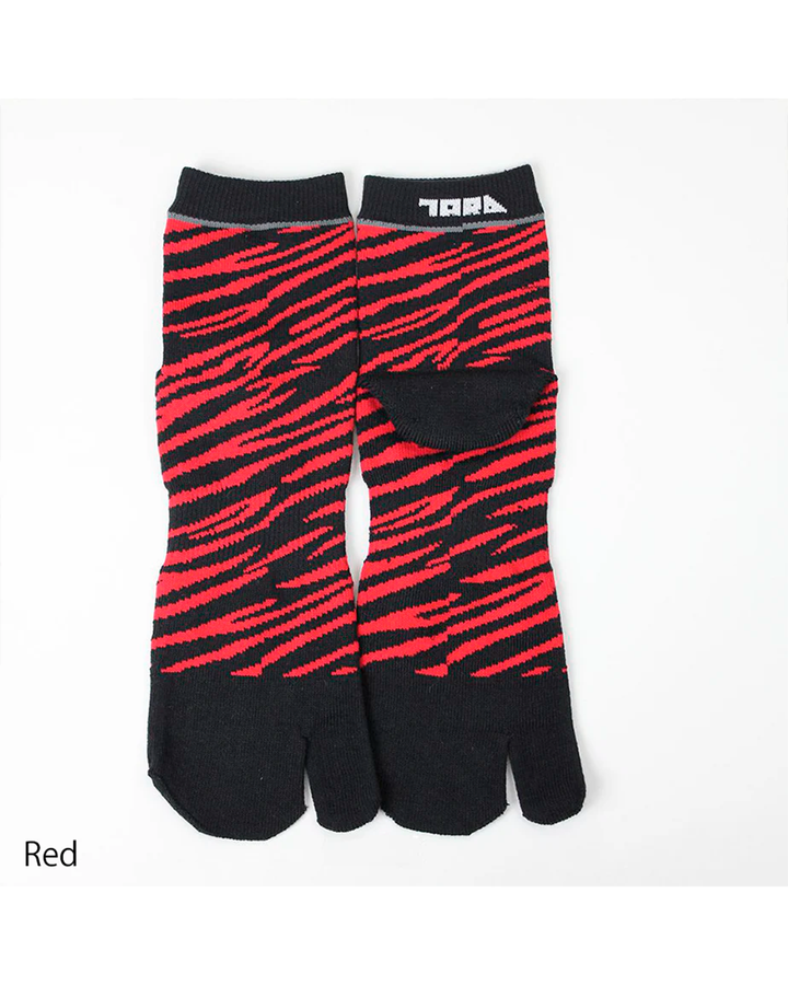 0111-909 Tiger Stripe Tabi Split Toe Socks (8 Pairs)