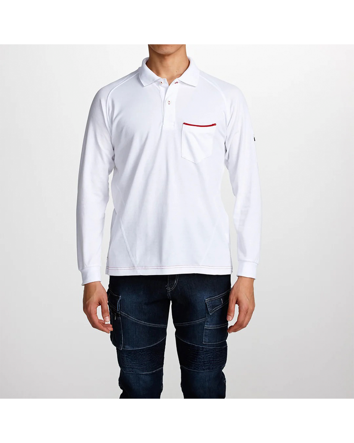 5960-614 TORAICHI Red Selvage Long-Sleeve Polo Shirt
