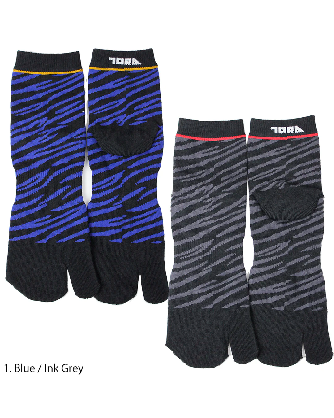 0111-909 Tiger Stripe Tabi Split Toe Socks (8 Pairs)